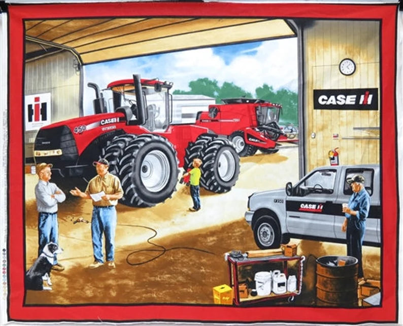 RARE Case IH Fabric Panel 43"x36", Garage Case IH Fabric, Red Tractor Fabric, Sykel Fabrics