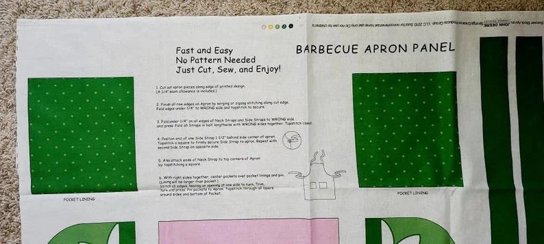 Pink John Deere Apron Fabric Panel 36"x44", Pink Floral Tractor Barbeque Apron, Easy Fast Sewing