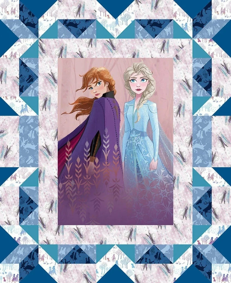 RARE Frozen Fabric Panel 36"x43", Sisters Fabric, Elsa and Anna Fabric Quilt Wall Hanging