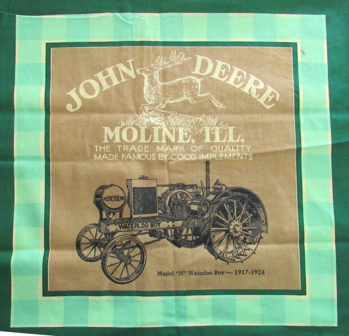 RARE Model "N": Waterloo Boy Tractor Pillow Panel 18"x44", Vintage John Deere Fabric, Tractors made in Moline, ILL, Kerosene Tractor Fabric