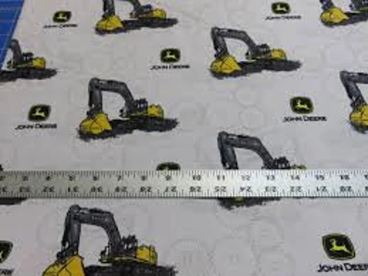 John Deere Industrial Equipment Fabric sold by the Half Yard, 16105 JD Excavate Fabric, Excavator Digger Tractor Construction Equipment