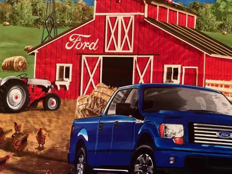 Ford F150 Truck Fabric Panel 44" x 36", RARE Blue Truck Fabric Panel, Sykel Fabrics