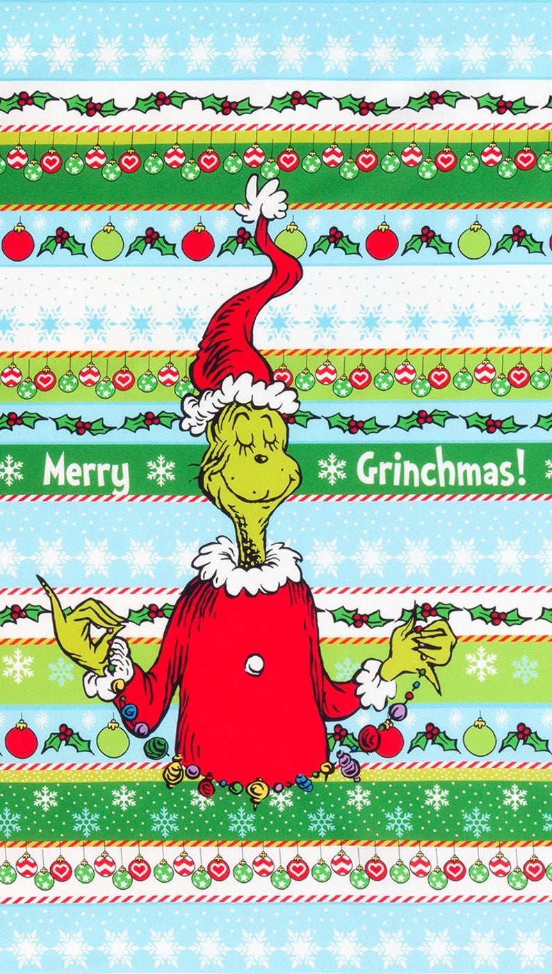 Fat Quarters Bundle 15pcs, How the Grinch Stole Christmas, Fabric Panel included, Cotton Quilting Fabric Bundle, 1780-15