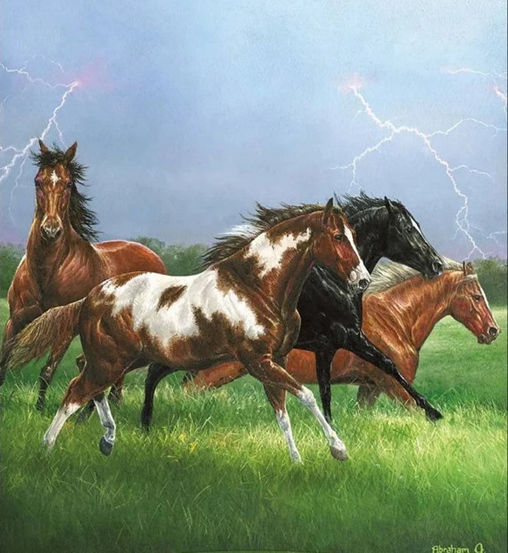 Back in the Saddle Fabric Panel 36"x44", Horses Cowboy Western, Lightening Strike, Riley Black P8341