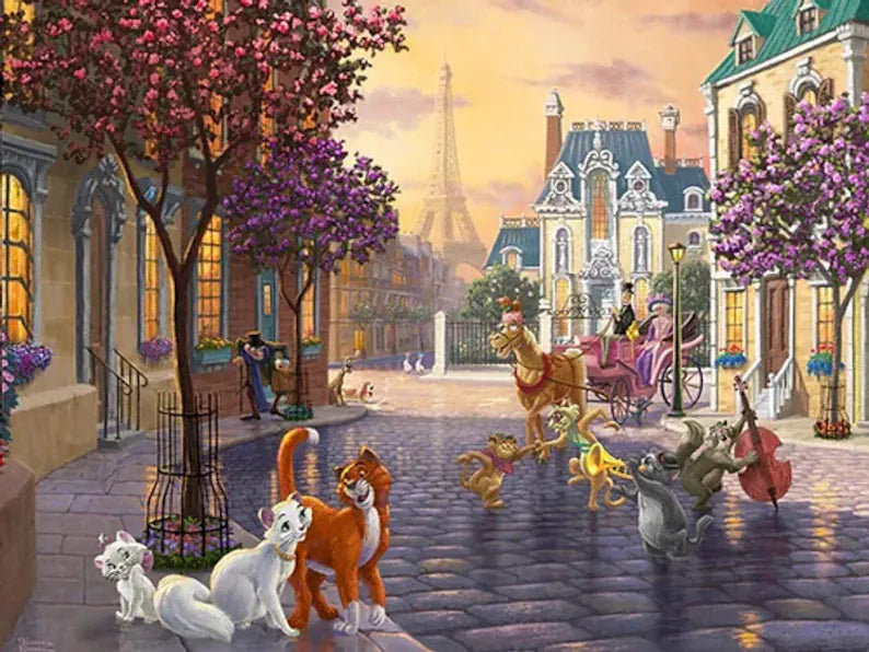 Aristocats Fabric Panel 36"x44", Disney Dreams, Cotton Fabric, Thomas Kinkade, DS20950C1