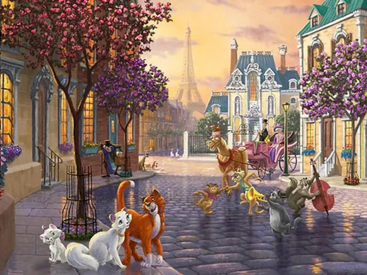 Aristocats Fabric Panel 36"x44", Disney Dreams, Cotton Fabric, Thomas Kinkade, DS20950C1