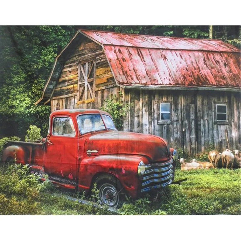 Red Truck Fabric Panel 43"x36", Chevrolet 3600 Truck Fabric, David Textiles