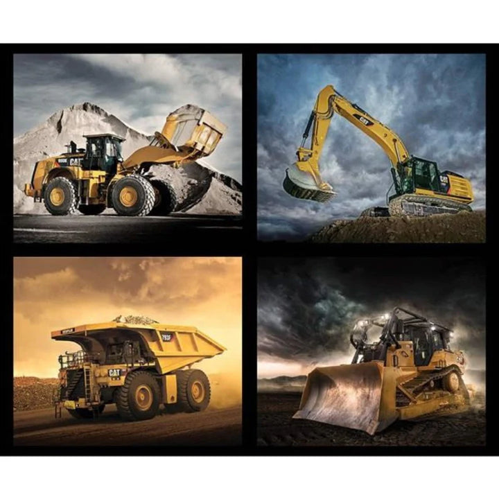 CAT Equipment Pillow Panels 45"x36", 4 Caterpillar Equipment fabric images, CAT Quilt, Riley Blake Designs
