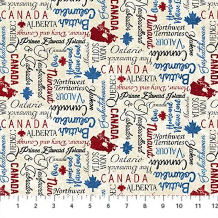 Oh Canada Flag 1/2 Yard Fabric, Glorious and Free 23994-12 by Northcott, RCMP Quilt Blanket Bed Wall Hanging Horse