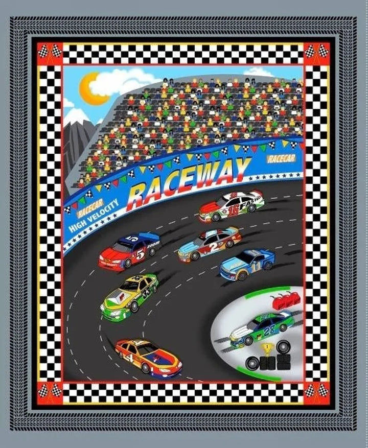 Fast Track Fabric Panel 36"x44", Nascar Race Track Fabric, #1170 Henry Glass