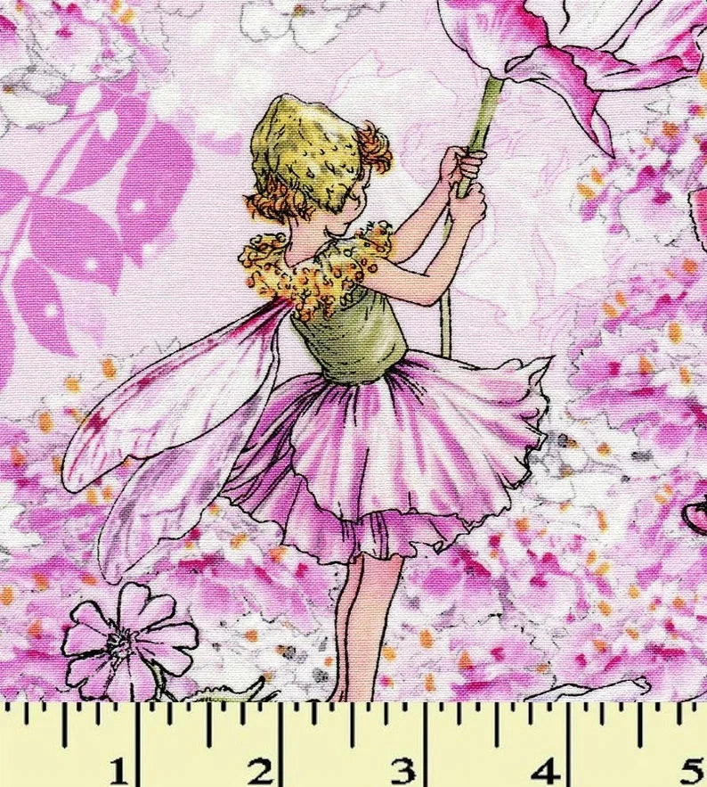 Pink Petal Flower Fairies Fabric 27" piece, DC5057 Michael Miller, Fairy Quilt Wall Hanging Girl Gift