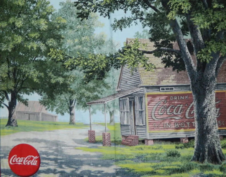 Coca Cola Fabric Panel 43"x 36", Sykel Enterprises, Vintage Coke Quilt Wall Hanging Placemats Table Runner