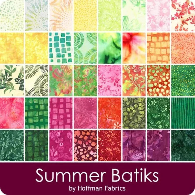 Summer Bali Pop, #BP-339 Summer by Hoffman, 40 different batik fabric strips, Batik quilt placemats table runner