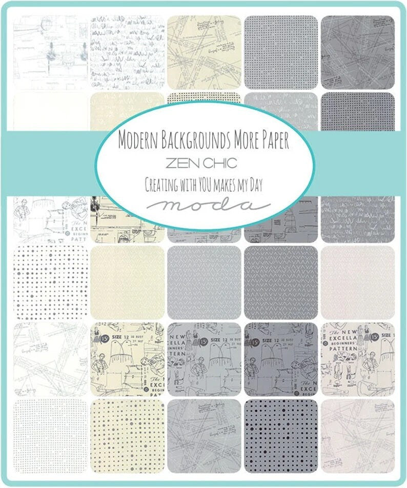 Modern Backgrounds More Paper Layer Cake 42Pieces-10"x10", #1670LC ZEN CHIC Layer Cake, Quilt Table Runner Placemat Wall Hanging