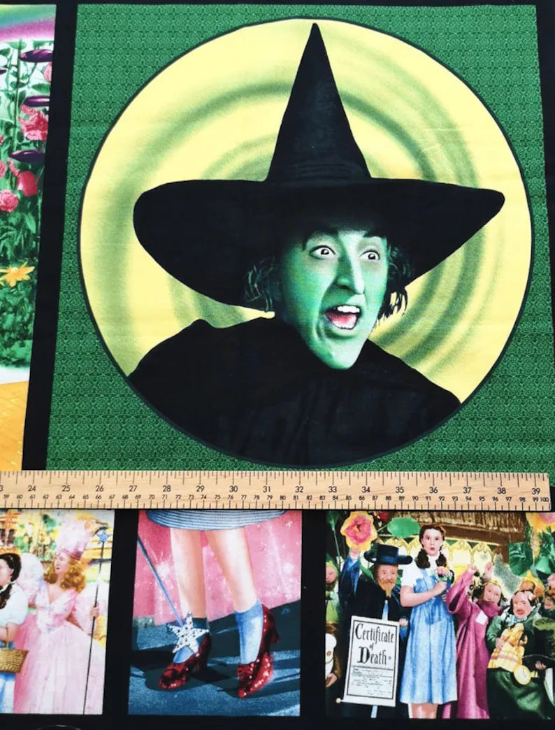 Wizard of Oz Quilting Cotton Panel 23"x44", The Wizard of Oz Fabric Panel - By Judy Garland as Dorothy - Quilting Treasures // Glinda