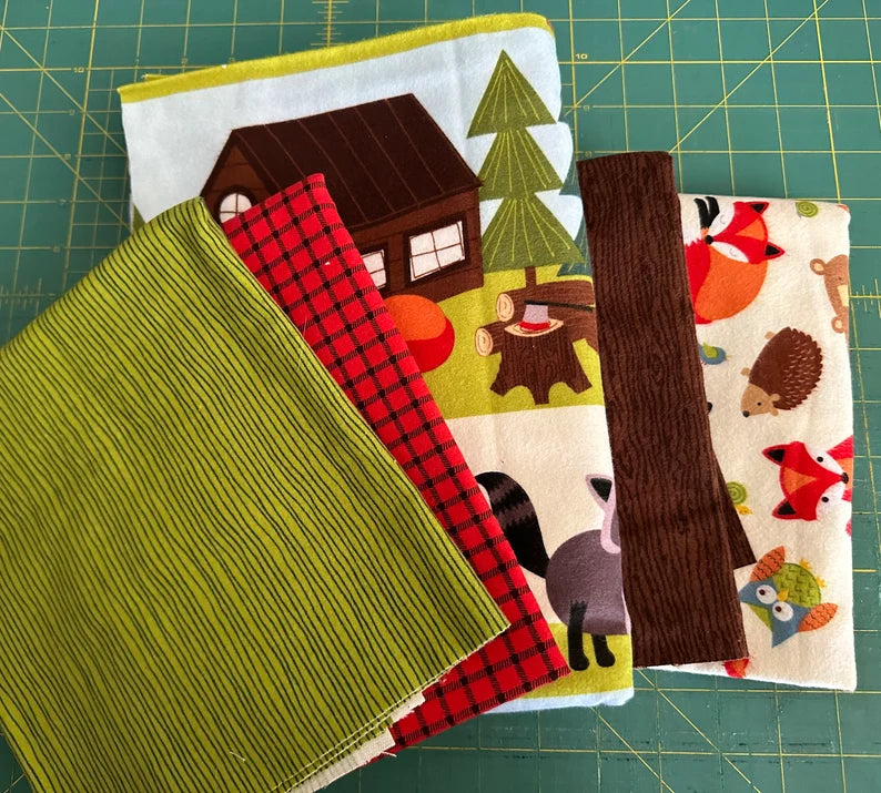 Quilt Kit 39"x49", My Lumberjack & Friends, Northcott Lumberjack Flannel, Crib Gift Quilt Toddler Quilt Bed Quilt Boy Quilt