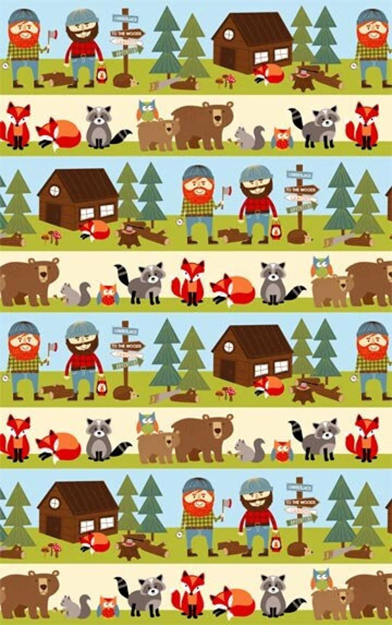 Quilt Kit 39"x49", My Lumberjack & Friends, Northcott Lumberjack Flannel, Crib Gift Quilt Toddler Quilt Bed Quilt Boy Quilt