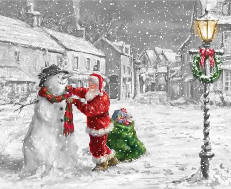 RARE Santa Snowman Fabric Panel 36"x43", Picture A Christmas Snowman PD12374R-SNOWMAN, Santa Snowman Gifts Home Decor Bed Quilt Wall Hanging