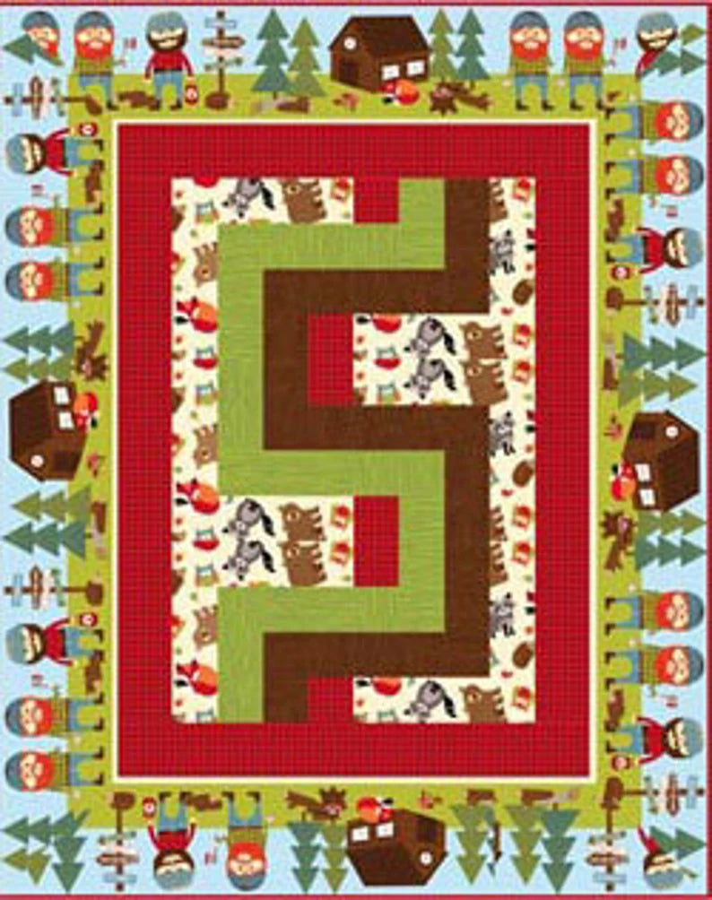 Quilt Kit 39"x49", My Lumberjack & Friends, Northcott Lumberjack Flannel, Crib Gift Quilt Toddler Quilt Bed Quilt Boy Quilt