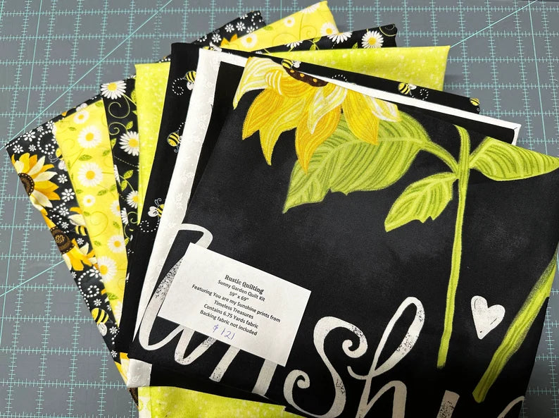 RARE Quilt Kit 59"x69" Sunny Garden, You are my Sunshine fabrics by Timeless Treasures, Sunflower bees Gifts Bed Quilt Home Decor