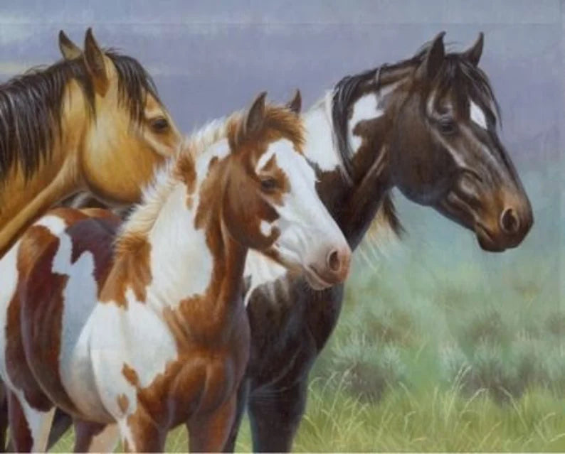 Paint Horse and Foal Panel 36"x44", JQ-0126-1C-1 Multi - JQ Licensing - David Textiles, Horse Gift Bed Quilt Queen Foal