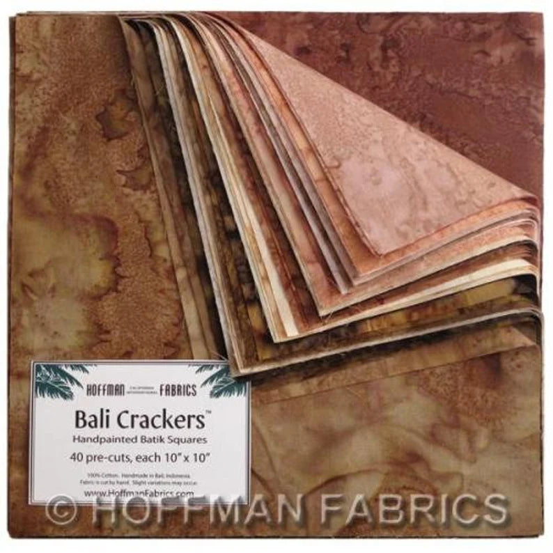 Carmel Bali Crackers 10"x10", BC-606, 40 Precut Ten Inch Pieces, Hoffman Handpainted Batik Squares, RARE Discontinued, Gift Quilt Runner