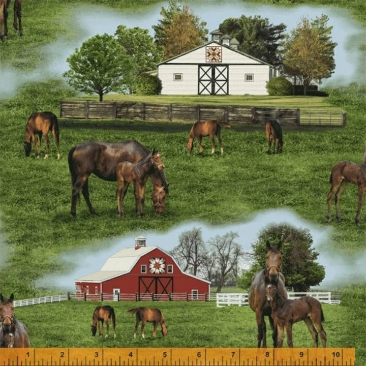 Horse Fabric 1/2 Yard, Thistle Hill by Windham Fabrics, Horse Lovers Gift Bed Quilt Wall Hanging