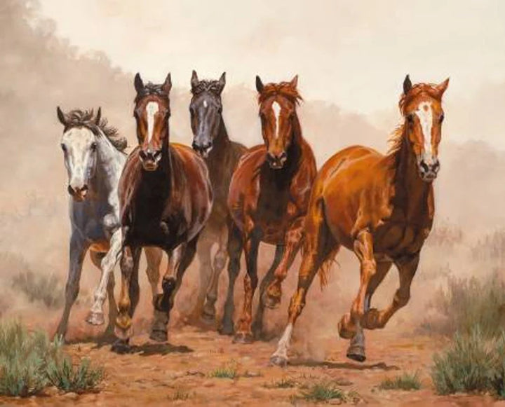 Horse Fabric Panel 43"x36", Breakaway Fabric Panel by Wild Wings for David Textiles Inc, Horse Lovers Gift Bed Quilt Wall Hanging