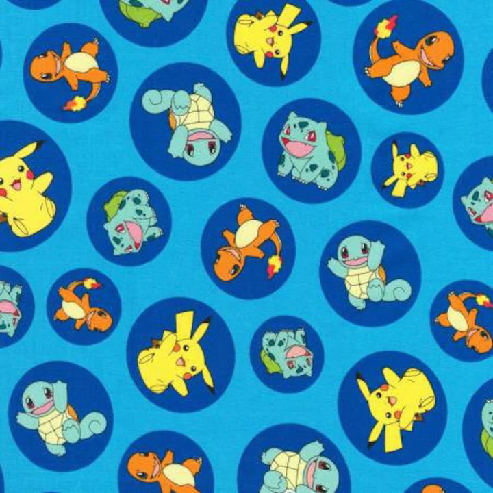Pokémon Fabric Sold by Half Yard, AOP177214 Royal Blue Fabric by Robert Kaufman, Pokemon Gift Bed Quilt Wall Hanging