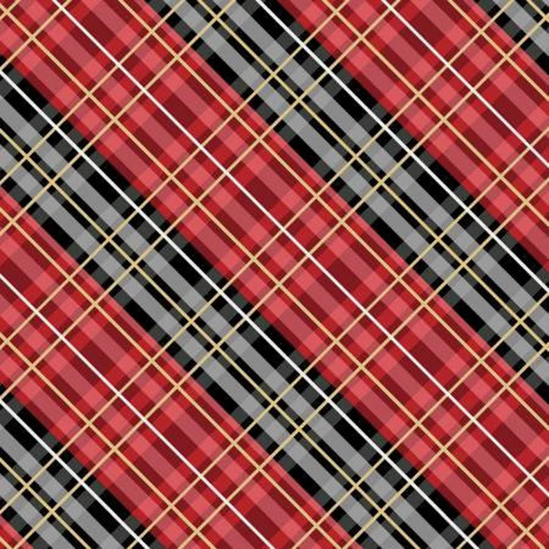 Quilt Kit 62"x86", Cabin Welcome FLANNEL by Wilmington, Red Colorway, Gray Animals Buffalo Plaid, Gift Flannel Bed Quilt