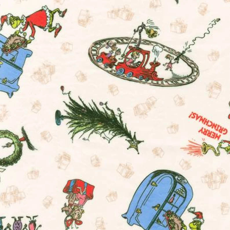 Grinch Fabric 1/2 Yard, ADED21775223 by Robert Kaufman, Quilt Wall Hanging Placemats Table Runner Blanket Bag Gift