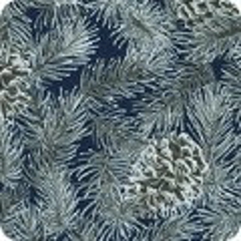Quilt Kit Christmas Tree Silver/Blue Metallic 53"x69" , Holiday Flourish by Robert Kaufman, Christmas Gift Bed Quilt Wall Hanging
