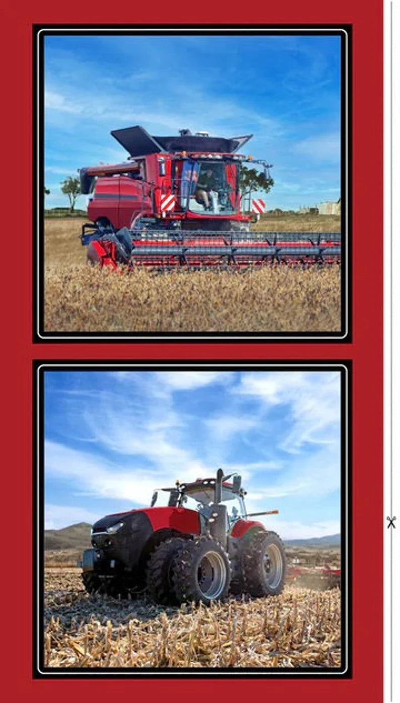 Case IH Tractor Fabric Panel 24"x43", Red Tractor, Farm Tractor Bed Quilt Wall Hanging