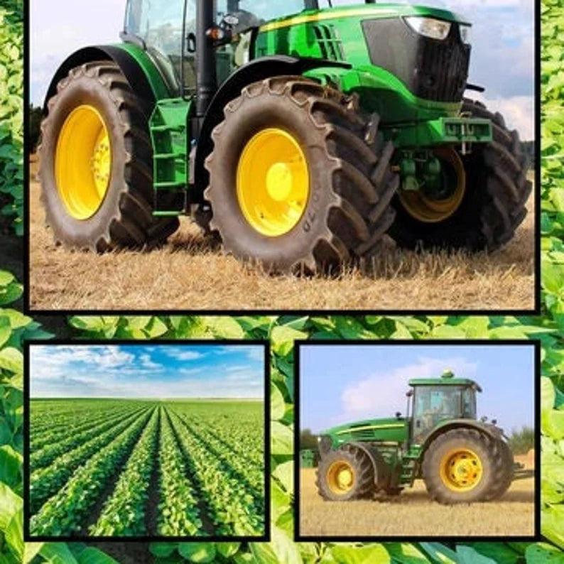 John Deere Tractor Fabric Panel 24"x43", Green Tractor, Farm Tractor Bed Quilt Wall Hanging