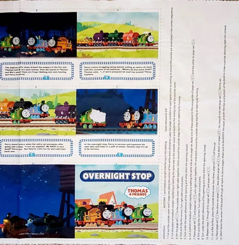 Thomas and Friends Fabric Panel 43"x24", Full Steam Ahead Soft Book Panel by Riley Blake, Softbook Gift for Children, Baby Shower gift