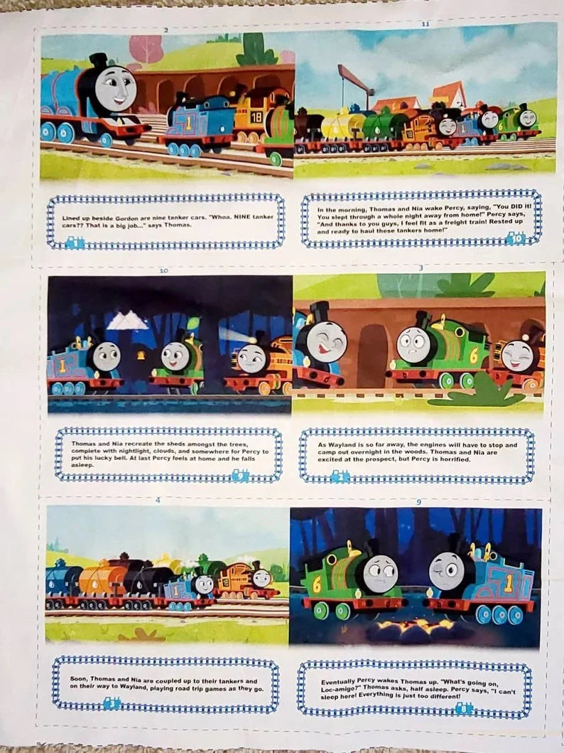 Thomas and Friends Fabric Panel 43"x24", Full Steam Ahead Soft Book Panel by Riley Blake, Softbook Gift for Children, Baby Shower gift