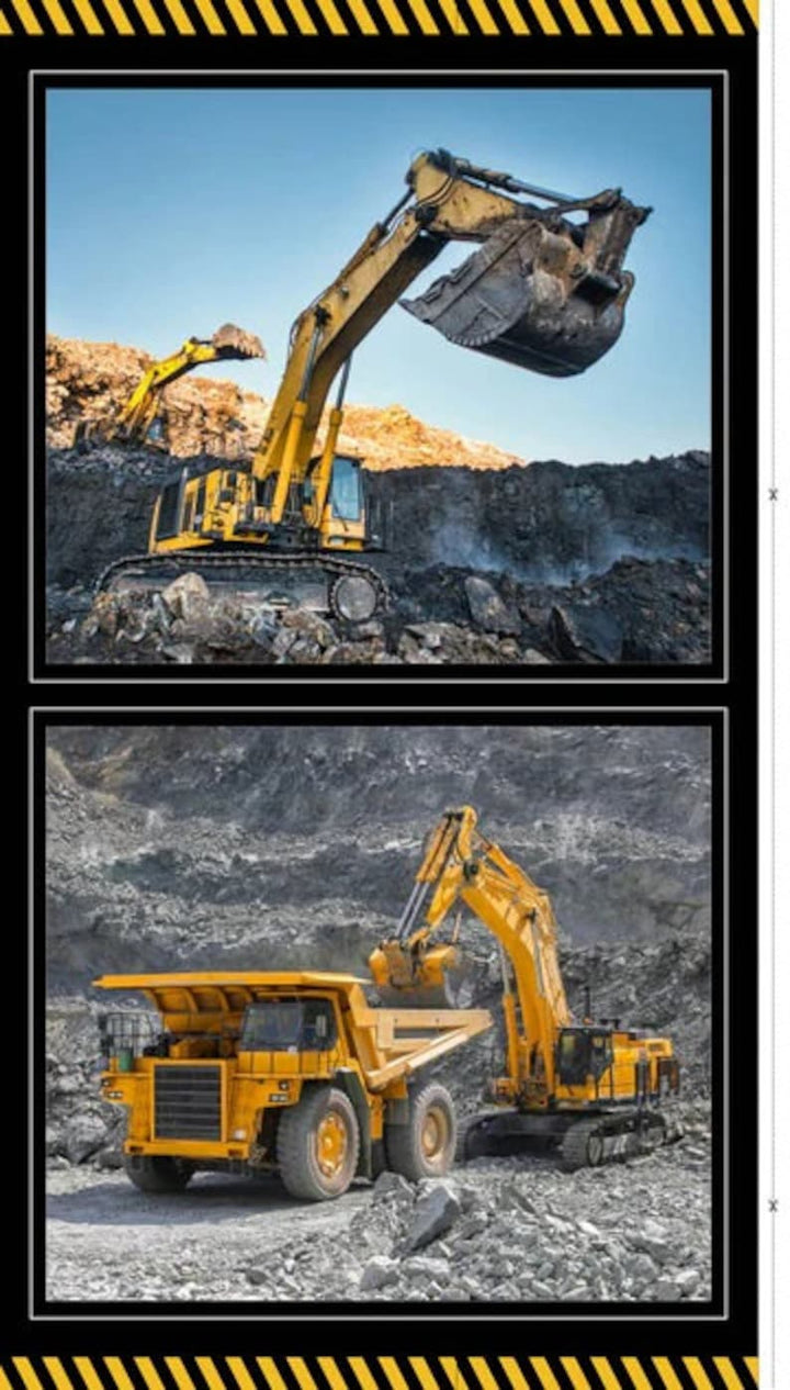 RARE CAT Equipment Fabric Panel 24"x43", Excavator Loader Heavy Hauler, CAT gift for men bed quilt wall hanging Green Tractor, Discontinued!