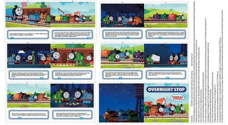 Thomas and Friends Fabric Panel 43"x24", Full Steam Ahead Soft Book Panel by Riley Blake, Softbook Gift for Children, Baby Shower gift