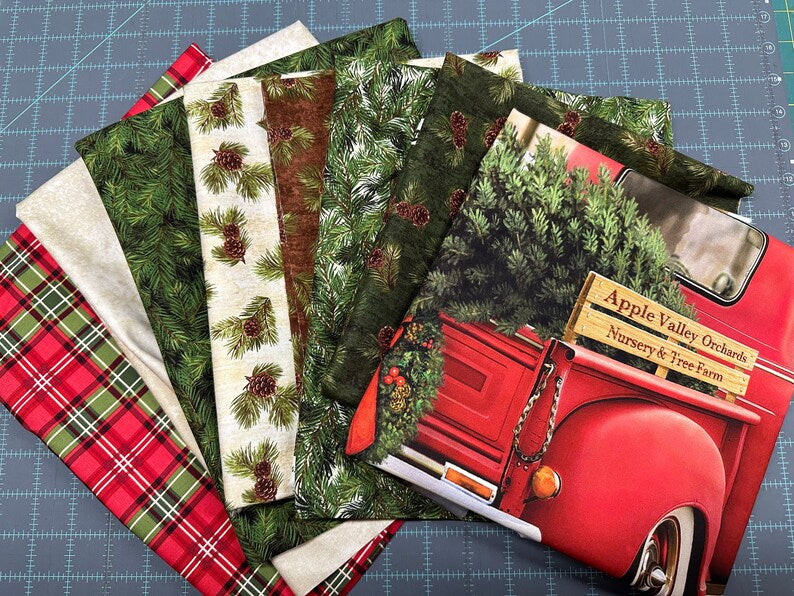 Quilt Kit 54"x76" Country Christmas, Christmas Memories Fabrics by Riley Blake, Red Truck with Tree Bed Gift Quilt Christmas Quilt Wall