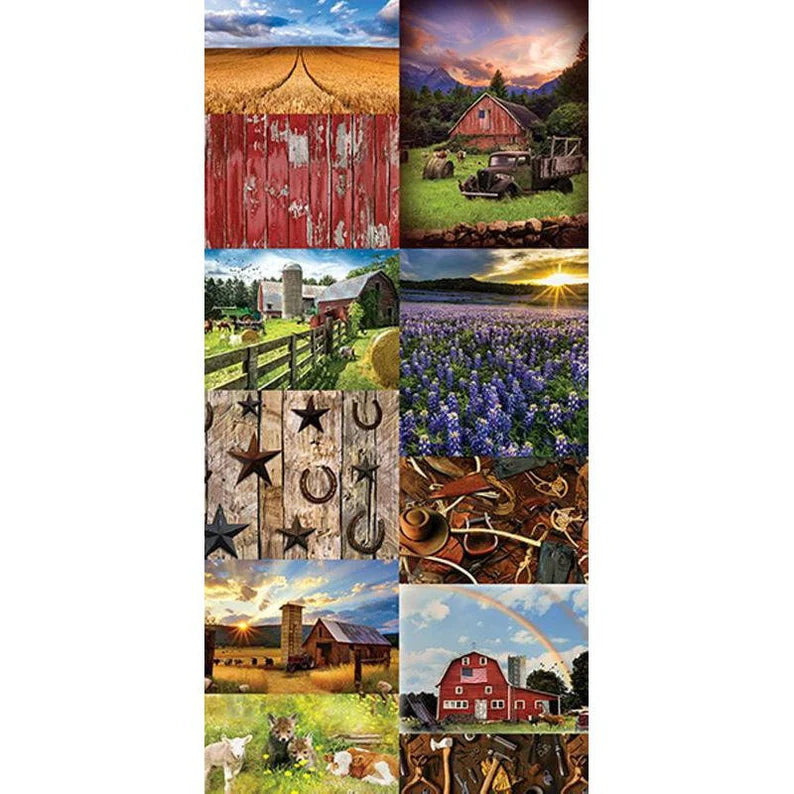 Quilt Kit 66”x88", Sun Up to Sun Down fabrics by Hoffman, Red Barn Horses Farm Lift Gift Bed Quilt Stream Cows USA Flag