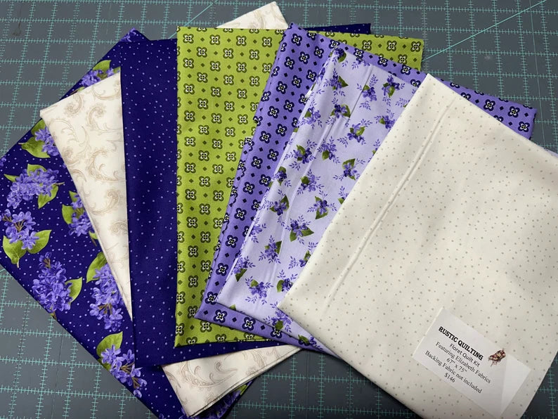 Quilt Kit 67"x75", Floret Quilt Kit using Elizabeth fabrics from Henry Glass, Lilacs Gift Bed Quilt Lap Twin Double Queen