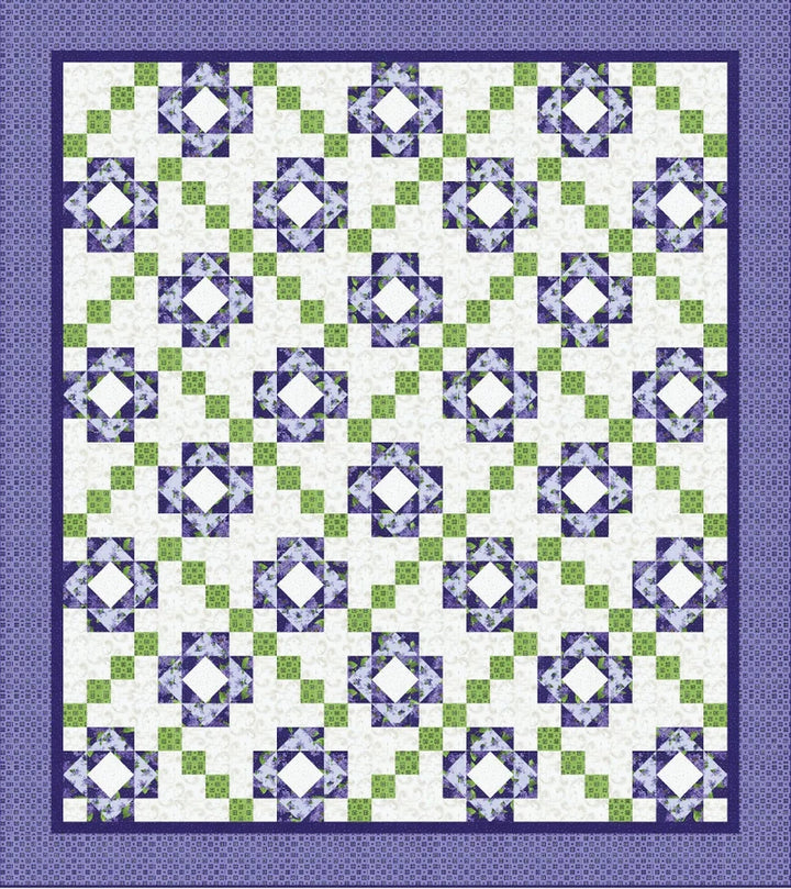 Quilt Kit 67"x75", Floret Quilt Kit using Elizabeth fabrics from Henry Glass, Lilacs Gift Bed Quilt Lap Twin Double Queen