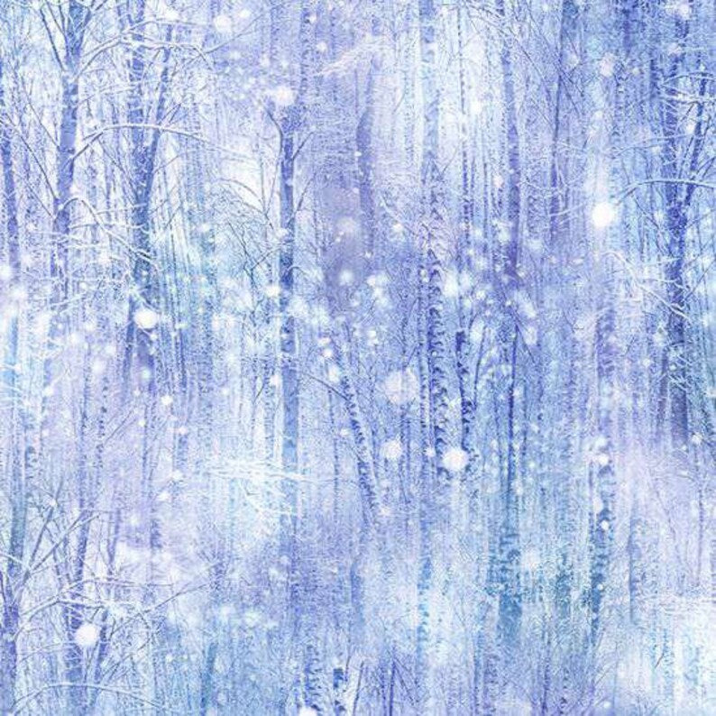 Quilt Kit 60"x72", Tree Quilt Kit using Sugarplum Fabrics by Hoffman Fabrics, Snowy Tree Twilight Northern Lights Gift Bed Quilt Lap Queen