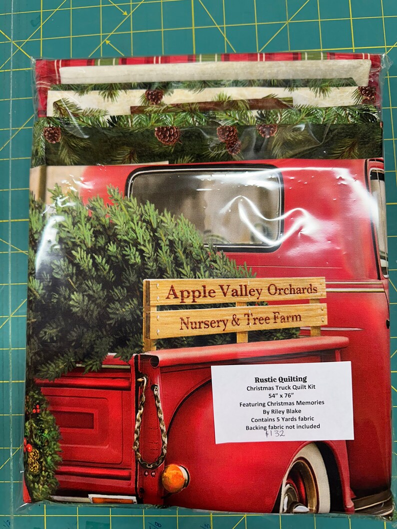 Quilt Kit 54"x76" Country Christmas, Christmas Memories Fabrics by Riley Blake, Red Truck with Tree Bed Gift Quilt Christmas Quilt Wall