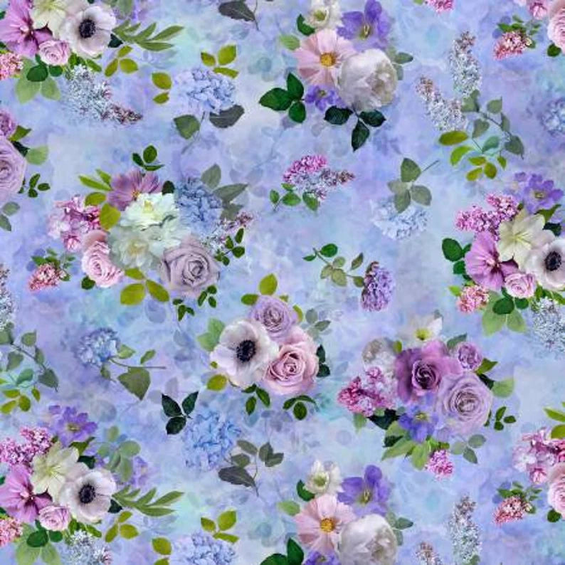 Quilt Kit Cross Love Letters 46"x60", Timeless Treasures Fabrics, Floral Gift Quilt Wall Hanging Lap Flowers Roses