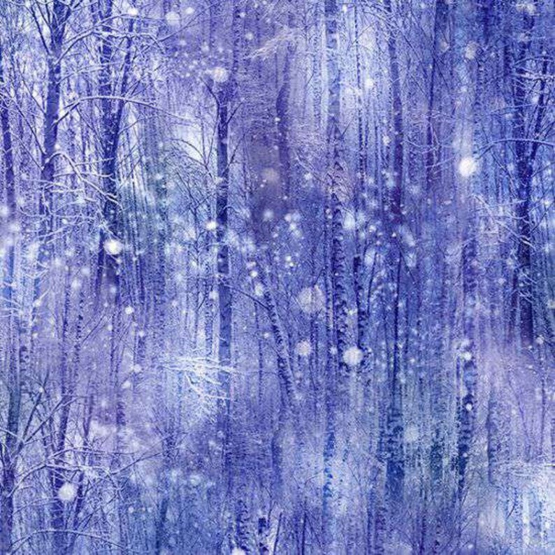 Quilt Kit 60"x72", Tree Quilt Kit using Sugarplum Fabrics by Hoffman Fabrics, Snowy Tree Twilight Northern Lights Gift Bed Quilt Lap Queen