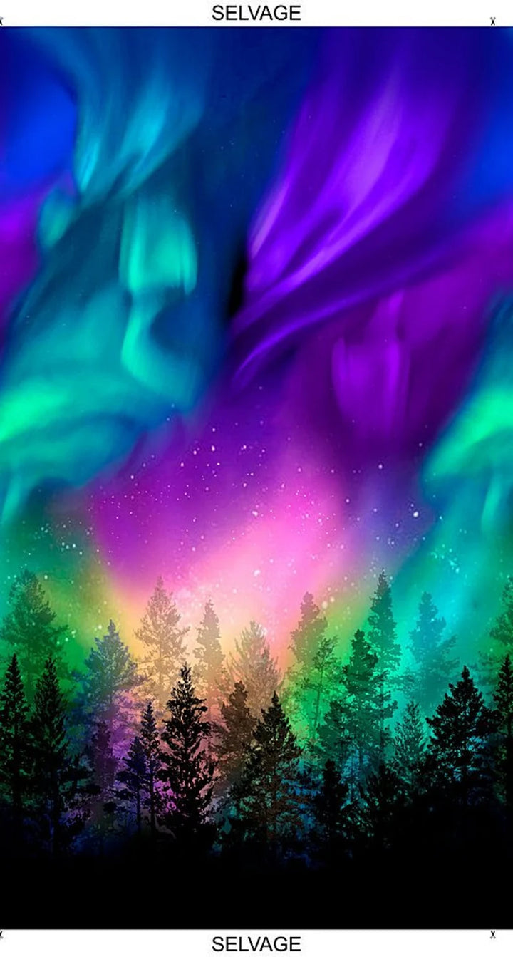 Quilt Kit 48"x68", Aurora Quilt Kit using Fabrics by Timeless Treasures, Night Sky Northern Lights Gift Bed Quilt Lap Queen Wall