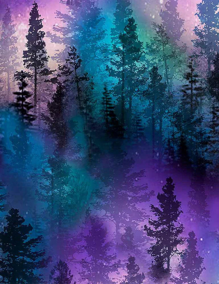 Quilt Kit 62"x66", Northern Lights Forest Quilt Kit using Aurora fabrics from Timeless Treasures, Northern Lights Night Sky Gift Bed Quilt