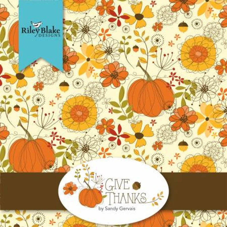 Give Thanks Layer Cake 10"x10", Sandy Gervais 40 Precut Ten Inch Pieces, RARE discontinued, Fall Autumn Layer Cake quilt bed twin queen lap