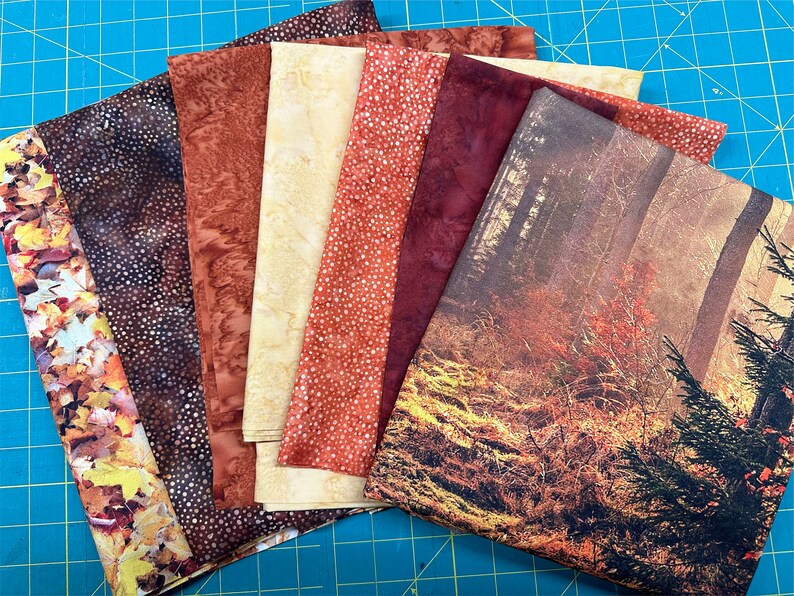 Quilt Kit Fall Forest 56"x70", Hoffman Fabrics, Fall Leaves Autumn Gift Quilt Wall Hanging Lap Queen